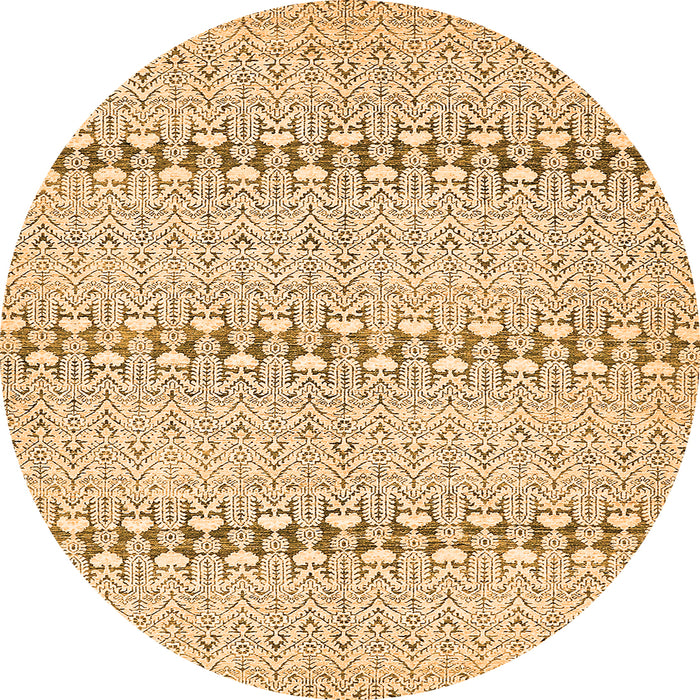 Round Machine Washable Abstract Orange Modern Area Rugs, wshabs352org