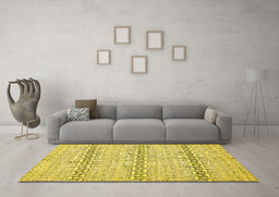 Machine Washable Abstract Yellow Modern Rug in a Living Room, wshabs352yw