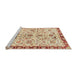 Sideview of Machine Washable Abstract Brown Gold Rug, wshabs3530