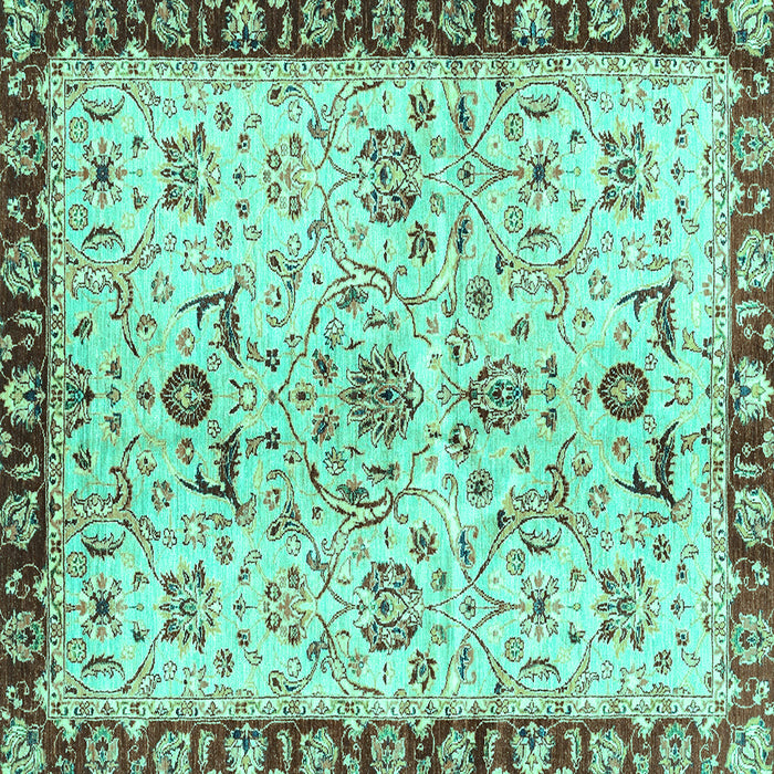 Square Machine Washable Abstract Turquoise Modern Area Rugs, wshabs3530turq