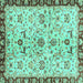 Square Machine Washable Abstract Turquoise Modern Area Rugs, wshabs3530turq