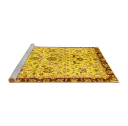 Sideview of Machine Washable Abstract Yellow Modern Rug, wshabs3530yw