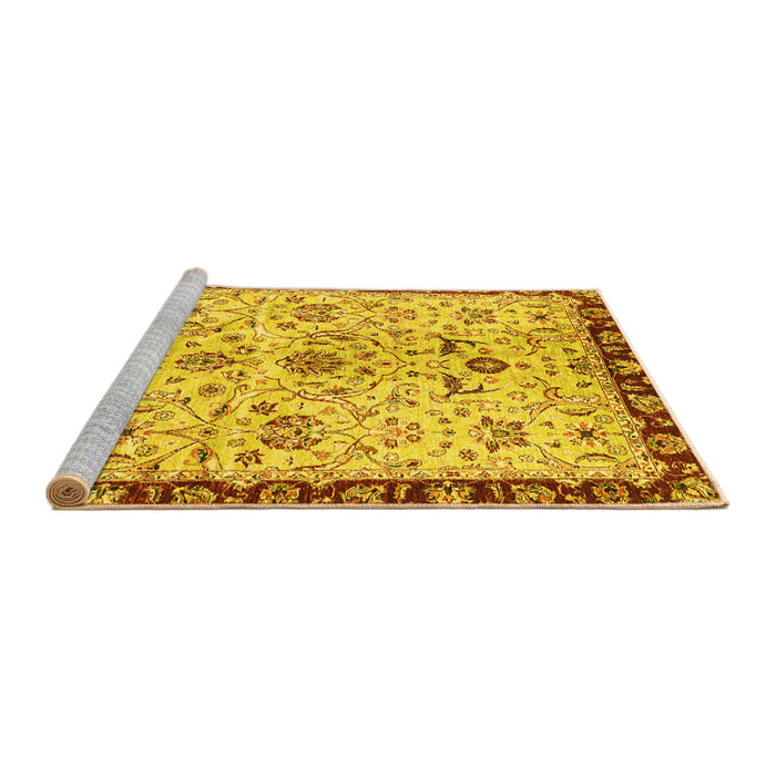 Sideview of Machine Washable Abstract Yellow Modern Rug, wshabs3530yw