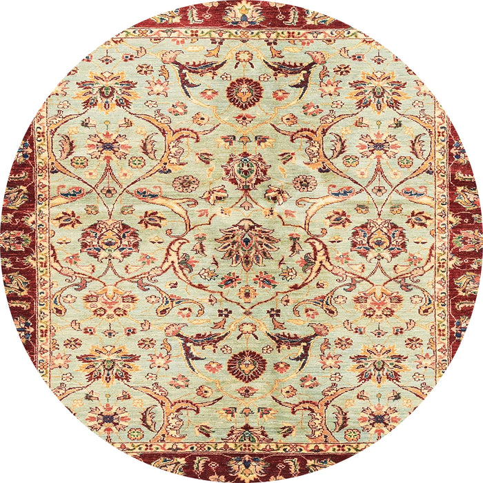 Round Machine Washable Abstract Brown Gold Rug, wshabs3530