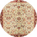 Round Machine Washable Abstract Brown Gold Rug, wshabs3530