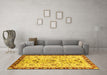 Machine Washable Abstract Yellow Modern Rug in a Living Room, wshabs3530yw