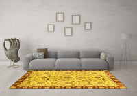 Machine Washable Abstract Yellow Modern Rug, wshabs3530yw