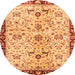 Round Machine Washable Abstract Orange Modern Area Rugs, wshabs3530org