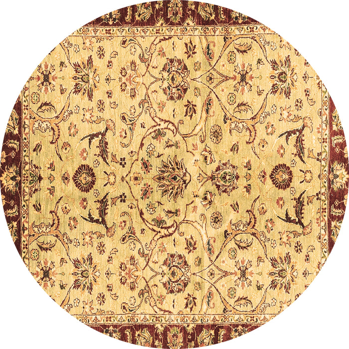 Round Abstract Brown Modern Rug, abs3530brn