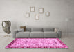 Machine Washable Abstract Pink Modern Rug in a Living Room, wshabs3530pnk