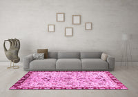 Machine Washable Abstract Pink Modern Rug, wshabs3530pnk