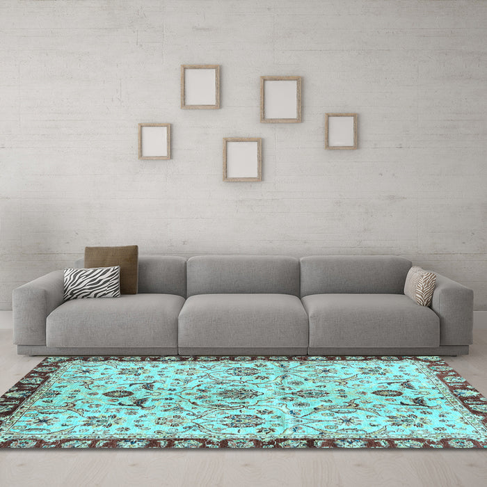 Machine Washable Abstract Light Blue Modern Rug in a Living Room, wshabs3530lblu