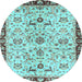 Round Machine Washable Abstract Light Blue Modern Rug, wshabs3530lblu