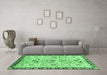 Machine Washable Abstract Emerald Green Modern Area Rugs in a Living Room,, wshabs3530emgrn