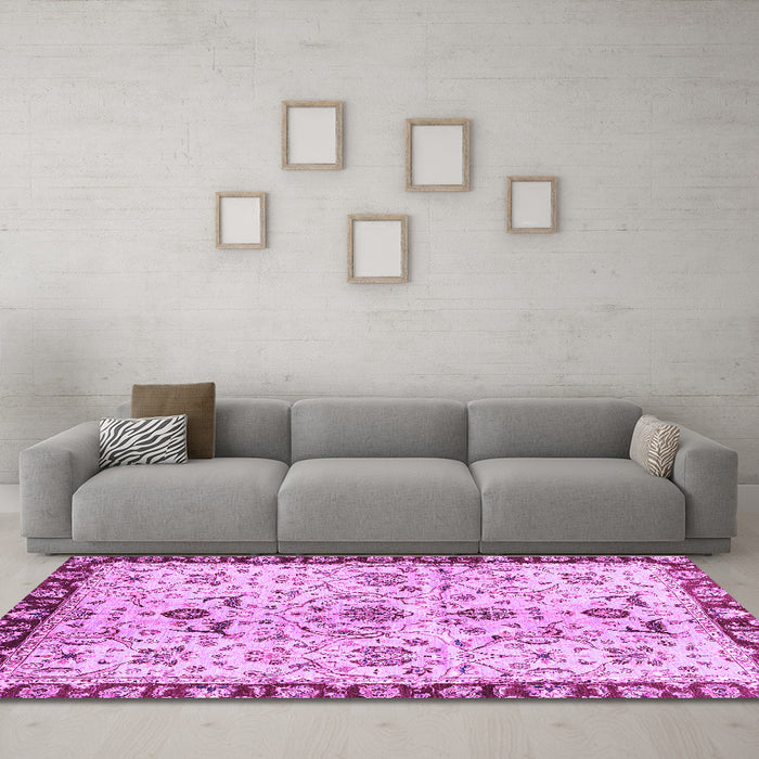 Machine Washable Abstract Purple Modern Area Rugs in a Living Room, wshabs3530pur