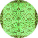 Round Abstract Green Modern Rug, abs3530grn