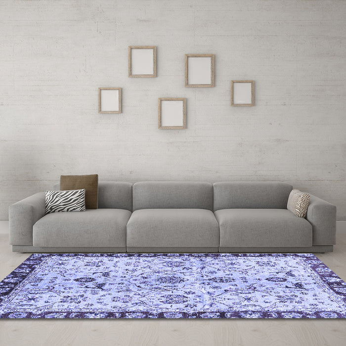 Machine Washable Abstract Blue Modern Rug in a Living Room, wshabs3530blu