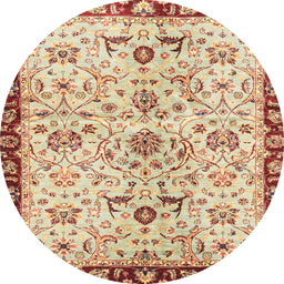 Round Abstract Brown Gold Modern Rug, abs3530