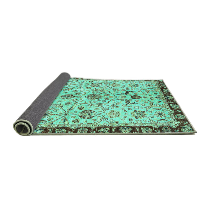 Sideview of Abstract Turquoise Modern Rug, abs3530turq