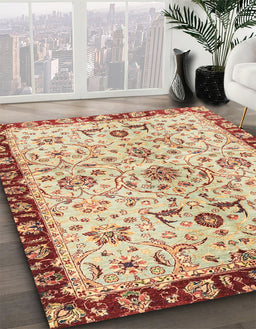 Machine Washable Abstract Brown Gold Rug in a Family Room, wshabs3530
