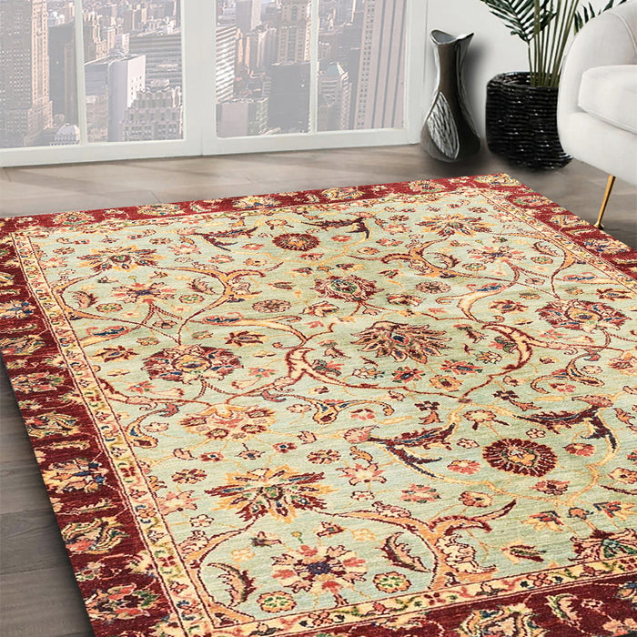 Machine Washable Abstract Brown Gold Rug in a Family Room, wshabs3530