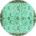 Round Abstract Turquoise Modern Rug, abs3530turq