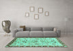 Machine Washable Abstract Turquoise Modern Area Rugs in a Living Room,, wshabs3530turq