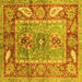 Square Machine Washable Oriental Yellow Traditional Rug, wshabs3531yw