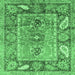 Square Oriental Emerald Green Traditional Rug, abs3531emgrn