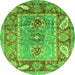 Round Oriental Green Traditional Rug, abs3531grn