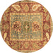 Round Machine Washable Oriental Brown Traditional Rug, wshabs3531brn