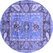 Round Machine Washable Oriental Blue Traditional Rug, wshabs3531blu