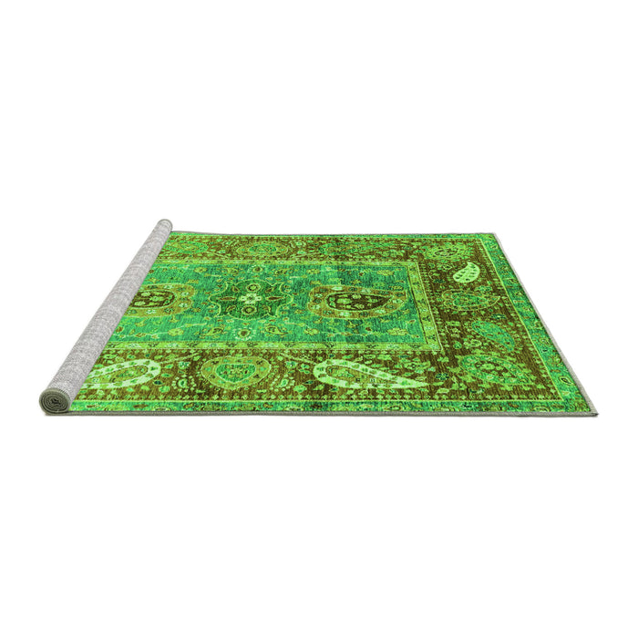 Sideview of Machine Washable Oriental Green Traditional Area Rugs, wshabs3531grn