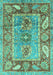 Machine Washable Oriental Turquoise Traditional Area Rugs, wshabs3531turq