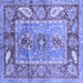 Square Machine Washable Oriental Blue Traditional Rug, wshabs3531blu