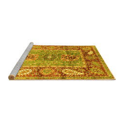 Sideview of Machine Washable Oriental Yellow Traditional Rug, wshabs3531yw