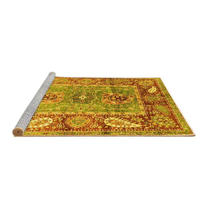 Sideview of Machine Washable Oriental Yellow Traditional Rug, wshabs3531yw