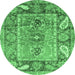 Round Oriental Emerald Green Traditional Rug, abs3531emgrn