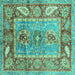 Square Oriental Turquoise Traditional Rug, abs3531turq