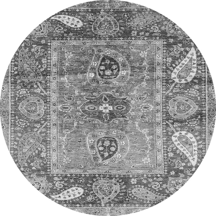 Round Machine Washable Oriental Gray Traditional Rug, wshabs3531gry