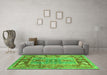 Machine Washable Oriental Green Traditional Area Rugs in a Living Room,, wshabs3531grn