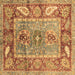 Square Machine Washable Oriental Brown Traditional Rug, wshabs3531brn