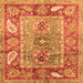 Square Machine Washable Oriental Orange Traditional Area Rugs, wshabs3531org