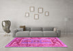 Machine Washable Oriental Pink Traditional Rug in a Living Room, wshabs3531pnk