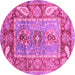 Round Oriental Pink Traditional Rug, abs3531pnk