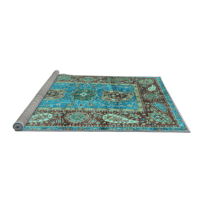 Sideview of Machine Washable Oriental Light Blue Traditional Rug, wshabs3531lblu