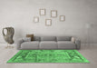 Machine Washable Oriental Emerald Green Traditional Area Rugs in a Living Room,, wshabs3531emgrn