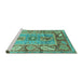 Sideview of Machine Washable Oriental Turquoise Traditional Area Rugs, wshabs3531turq