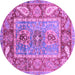 Round Machine Washable Oriental Purple Traditional Area Rugs, wshabs3531pur