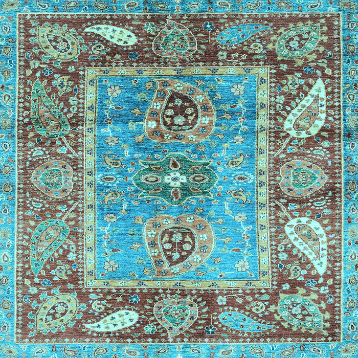 Square Machine Washable Oriental Light Blue Traditional Rug, wshabs3531lblu